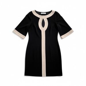 Vintage  Trina Turk Black And Beige Keyhole Dress Medium